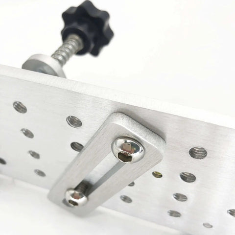Heavy Duty Knife Beveling Jig With No Sweat Adjustment And Built Like A Tank 7075 Aluminum Body detail of adjustable plate and screws