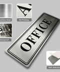 Stainless Steel Office Door Sign With Self Adhesive Backing, 9 By 3 Inch, Waterproof, UV Resistant And Scratch Proof, Heavy Duty Metal
