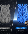 Before and after drying filament comparison using No Fuss 4 Spool Filament Dryer Box With Auto Humidity Control For 3D Printer Filament, 350W PTC Fast Heating, 70C Max Temperature, Big Capacity Storage For Multi Color Printing, Keeps Filament Dry And Ready