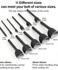 Six Piece Half Round Leather Punch Set For Wallets Belts And Bags Includes 10mm 20mm 30mm 40mm 50mm Hole Sizes Black Carbon Steel Leather Craft Tools Built To Last Heavy Duty Pro Grade Dope Kit showing various punch sizes from 5mm to 50mm