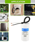 60uF 250V AC CBB60 Motor Run Capacitor Two Wire 50 60 Hz Cylinder Style in front of appliance backgrounds