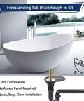Freestanding Tub Drain Rough In Kit With Brass Pipe And ABS Pipe For Freestanding Bathtubs CUPC Certified includes drain parts.