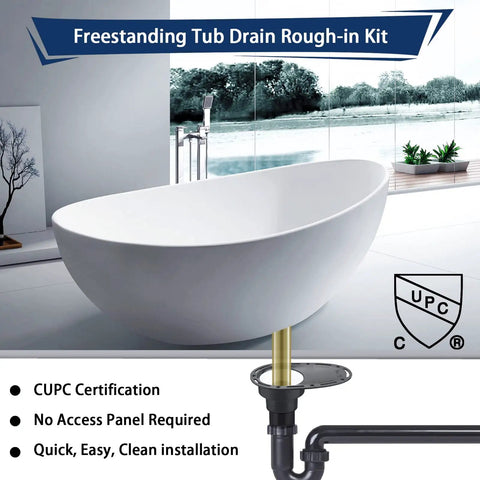 Freestanding Tub Drain Rough In Kit With Brass Pipe And ABS Pipe For Freestanding Bathtubs CUPC Certified includes drain parts.
