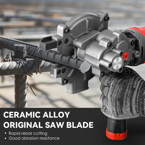NEWTRY Replacement Saw Blades For Electric Rebar Cutter 140mm Diameter 34Mm Arbor Hole With 36 Teeth Ceramic Alloy Construction at work on rebar.