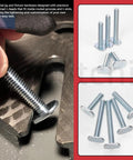Close-up of 40 Piece Tee Bolt Set In 5 Sizes 1/4-20 T Bolts used in woodworking jigs showing T-track grooves and assembly