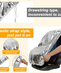 Person fitting Two Pack Car Seat Sun Shade Covers For Baby And Toddler Reflective UV Sun Shield Keeps Car Cool By Blocking Sunlight.