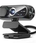 Hella Crisp 1080P HD Webcam With Noise Cancelling Mic And Privacy Shutter For Gaming Live Stream And Video Calls, mounted and connected via USB.