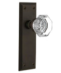 Crystal Door Knob With Plate In New York And Waldorf Style Vintage Glass Knob Set with elegant clear crystal on bronze backplate
