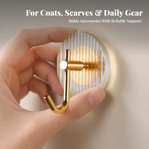 Kick Clutter To The Curb With This Slick Space Saving Wall Hook designed for entryways; features a striped acrylic plate and gold metal hook.