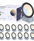 12 Pack 4 Inch Black LED Recessed Lights Kit With Junction Box Dimmable 5CCT From 2700K To 6000K Ultra Thin 9W 700lm ETL Listed