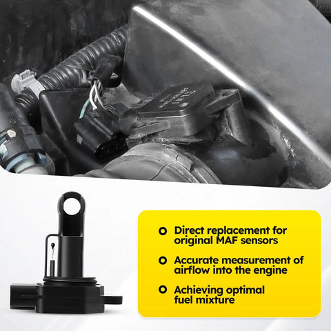 Drop In OEM Equivalent MAF Sensor Replacement For Mazda Toyota Lexus And Scion Direct Fit Mass Air Flow Meter shown installed