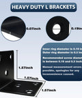 No Fuss Heavy Duty 25 Pack 1.5 Inch L Brackets Featuring 2mm Thick Black Stainless Steel with measurement details.