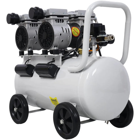 Heavy Duty 2.5 HP Silent Air Compressor With 13 Gallon Tank, Oil-Free Electric Shop Compressor For Nail Guns And Impact Wrenches, Lightweight Portable Design On Wheels With Low 70 Dba Noise Output In Light Gray
