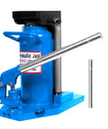 Heavy Duty Hydraulic Toe Jack 20 Ton Car Lift Rig With Heat Treated Steel Body, blue hydraulic jack with lifting handle.