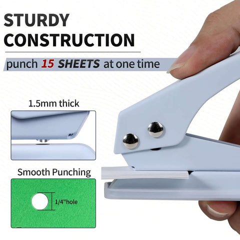 Heavy Duty 1/4 Inch Single Hole Paper Punch For Crafts And Office Use No-Fuss Easy Punching With All Metal Construction
