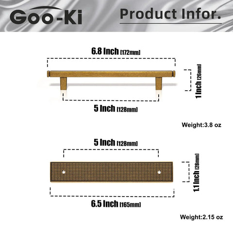 Two Pack Cabinet Pulls With Back Plate 5 Inch Center To Center Hole Antique Brass Zinc Alloy Kitchen Hardware dimensions