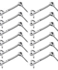 12 stainless steel hooks and eye fasteners from Stainless Steel Gate Latch Kit With Hook And Eye Fasteners, 12-Piece Outdoor Privacy Security Hardware.