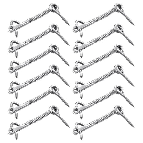 12 stainless steel hooks and eye fasteners from Stainless Steel Gate Latch Kit With Hook And Eye Fasteners, 12-Piece Outdoor Privacy Security Hardware.