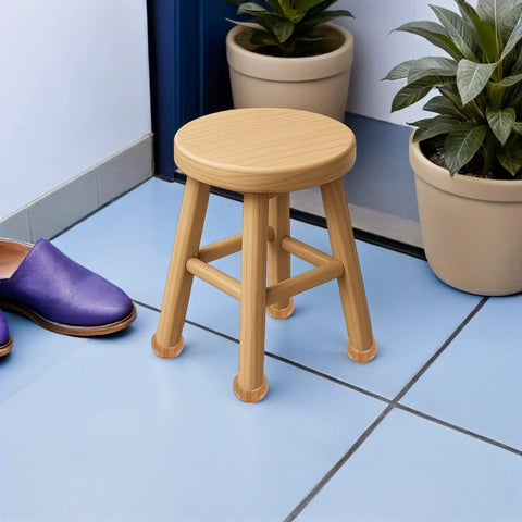 Round wood furniture leg replacement set 4 heavy duty bun feet 5cm height boost unfinished modern style easy to paint or stain