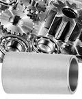 B10 to B12 conversion sleeve, stainless steel drill chuck adapter, shown with metal gears background