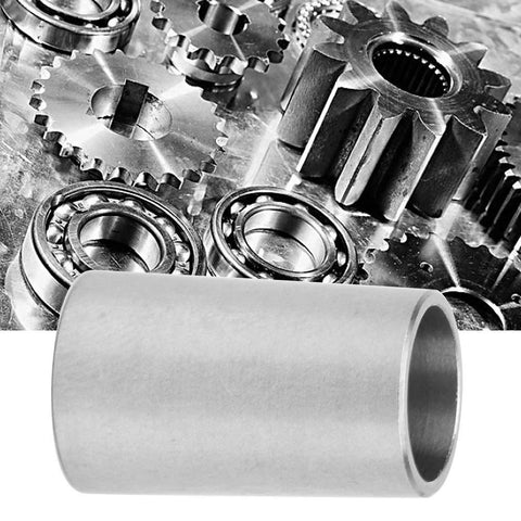 B10 to B12 conversion sleeve, stainless steel drill chuck adapter, shown with metal gears background