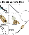 15 Pack Bangin Carolina Ready Rigs For Bass And Freshwater Fishing 10 Inch Wire Leader Pre Rigged With Bullet Sinker Swivels Brass Three Eighth Ounce Sinker And Quick Change Duo Lock Snap, pre rigged tackle parts