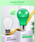 Comparison of a traditional 60W bulb with a Green A19 LED Light Bulbs For Christmas Decoration 60W Equivalent E26 Base 9W 600 Lumens