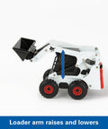 Skid Steer Farm Toy Playset 1 To 32 Scale Die Cast Metal Construction with Realistic Bobcat Look, loader arm up