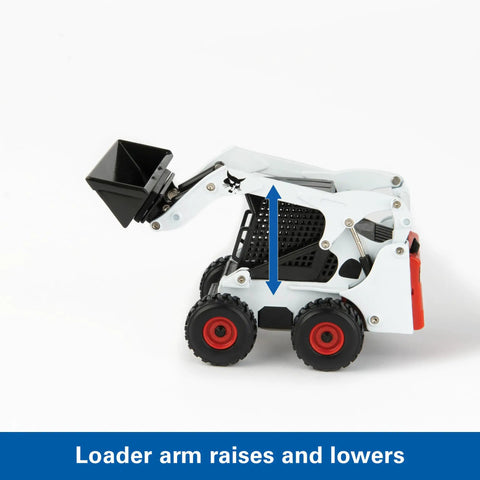 Skid Steer Farm Toy Playset 1 To 32 Scale Die Cast Metal Construction with Realistic Bobcat Look, loader arm up