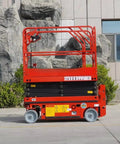 Straight Up Compact Scissor Lift Table Heavy Duty Mobile Material Hoist Smooth Setup For Small Workshop side view with raised platform