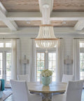 Room with 3 Light Boho Farmhouse Chandelier With Wood Bead Pendant Light Rustic Antique Hanging Fixture For Kitchen Island