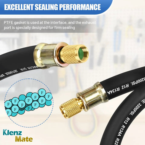 Pro Grade 5 Foot 1/2 Inch HVAC Vacuum Hose With 3/8 To 3/8 Female Flare Fittings For High Flow Refrigerant Evacuation And Recovery
