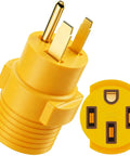Nema 6-50P To 14-50R EV Level 2 Charging Adapter 32 Amp Max with yellow plug and socket for Tesla charging.