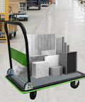 Heavy Duty Flatbed Cart With 660 Lbs Capacity, Platform Hand Truck Foldable Push Cart For Loading And Storage, 360-Degree Rotating Polyurethane Wheels, Alloy Steel Construction, Green in warehouse