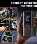 Steps to use Cordless Tire Inflator With Digital Pressure Gauge, Portable Mini Air Pump for Cars, Trucks, SUVs, and Bikes