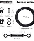 Package includes components of Anti Sag Gate Kit For Wooden Fences With Steel Cable Wire Rope 7x7 Braided Stainless Outdoor Gate Support Kit Black 2 Pack Heavy Duty Fence Repair Easy Install, including steel cable, D-rings, turnbuckles, and screws.