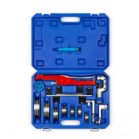 Ratcheting Tube Bender Kit for Refrigeration and HVAC Installations With Reverse Bending Attachment, Includes Fixed Supports