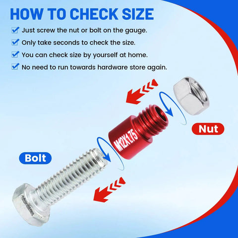 Detachable Thread Checker Kit For SAE And Metric Bolts Nuts And Screws 50 Piece Gauge Set With 27 SAE And 23 Metric Sizes