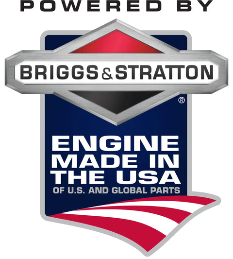 Self Propelled Lawn Mower With 150cc Briggs And Stratton Engine ReadyStart 22 Inch Steel Deck 3 In 1 Mulch Bag Side Discharge Or Rear Bag 12 Inch High Rear Wheels Solid Traction For Flat Or Sloped Lawns Briggs & Stratton engine made in the USA logo