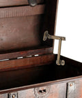Wooden chest with Two Pack Folding Lid Support Hinges Left Side Lift Up Stay Brass Rotatable Hinges installed inside, bronze tone