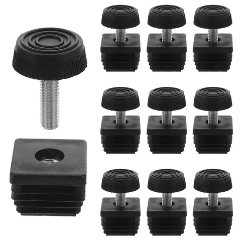 Adjustable M8x30 Leveling Feet For Desks And Chairs Beefy Metal Square Tube Furniture Levelers Rust Resistant Easy Height Dial In No Wobble Support 12 Pack