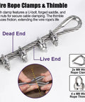 Heavy Duty 25 Ft 5 By 16 Inch Stainless Wire Rope Kit With 8Mm Cable, showing M8 clamps and thimbles for outdoor projects