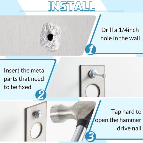 Installation steps for 100 Pack One Quarter Inch By Three Inch Drive Nails For Anchor Hammer In Expansion Anchors.