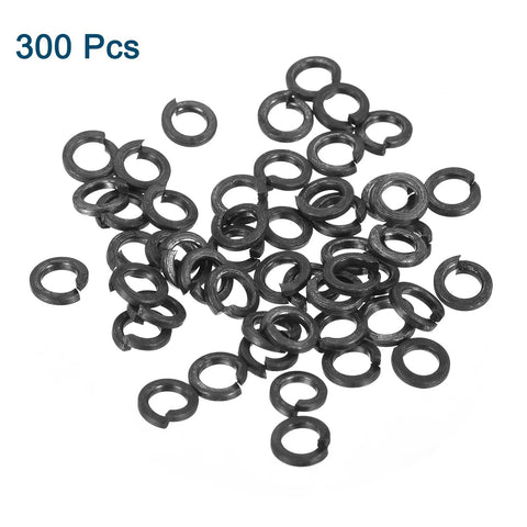 M3 Split Lock Washers 300 Pack Heavy Duty Carbon Steel Black Oxide showing multiple washers for screws and bolts.