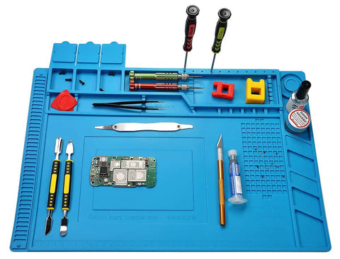 Pro Grade Heat Resistant Soldering Mat 932F Silicone Anti Static Magnetic Electronic Repair Work Surface with tools