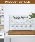 Acrylic Periodic Table With 83 Real Elements, Warm LED Light, USB Powered Wooden Display Stand, Educational Poster