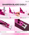 Steps to sharpen Acrylic Nail Clippers With 15 Magnetic Sizers For Long Gel Nails, using screwdriver and abrasive surface.