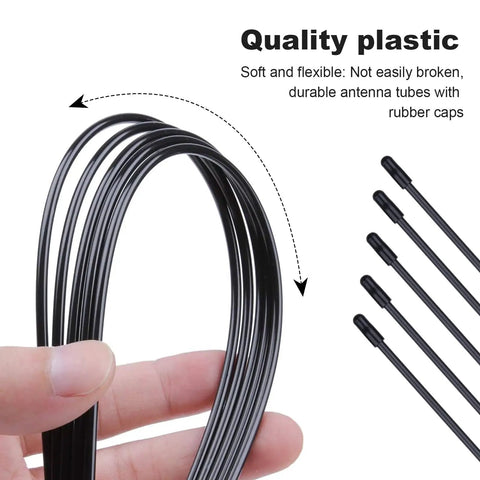 Universal Soft Plastic Antenna Tubes With Caps For RC Cars, FPV Drones, Quadcopters, 5 Pack Black