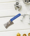 Premium Stainless Steel Ball Valve With Internal Thread Manual Shutoff For Residential Plumbing Leak Free Male Threaded Pipe Connector on a wooden surface.