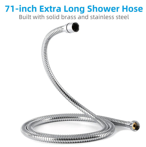 Five Function Handheld Shower Head With 70.8 Inch Stainless Steel Hose And Bracket Chrome Finish 4.7 Inch Hand Shower 6 Feet Hose Plumber Tape Easy Clean Power Wash Massage Rain Mix Mist